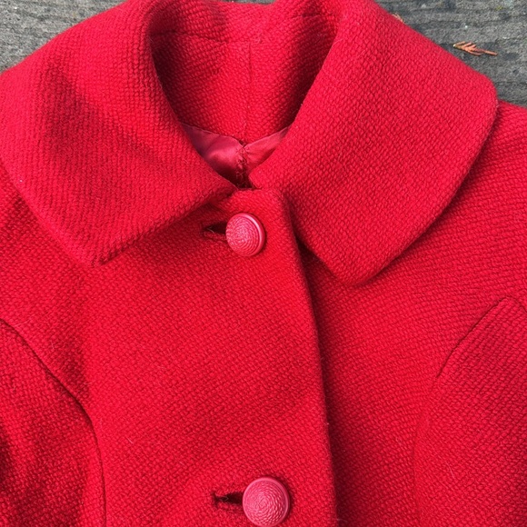 Vintage Red Wool Classic Coat - Picture 3 of 9